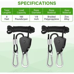 iPower 8 ft. L Black/Silver Rope Clip Hanger 150 lb 1 pk