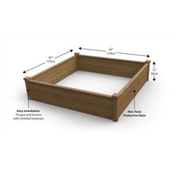 Algreen 12 in. H X 47 in. W X 47 in. D Plastic Raised Garden Bed Planter Cappucino Stain