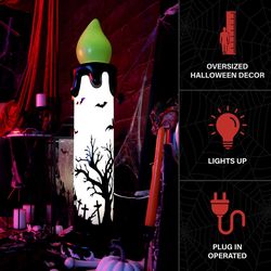 Haunted Hill Farm 3.3 ft. LED Prelit Green Wick Candle Blow Mold