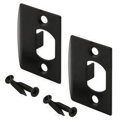 Prime-Line 2.25 in. H X 3.75 in. L Black Steel Latch Strike Plate
