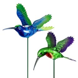 Exhart WindyWings Assorted Plastic 15.5 in. H X 6.5 in. L X 4 in. W Hummingbird Planter Stake