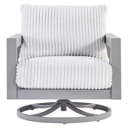 Signature Design by Ashley Moonlight View Gray Aluminum Frame Swivel Chair White
