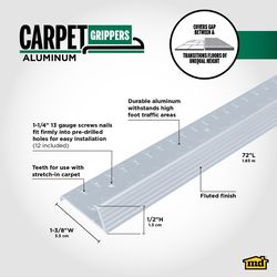 M-D Building Products 0.5 in. H X 1.375 in. W X 72 in. L Prefinished Silver Aluminum Carpet Gripper
