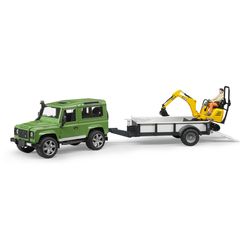 Bruder Land Rover Defender Truck with Excavator Toy Multicolored