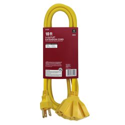 Ace Indoor or Outdoor 10 ft. L Yellow Triple Outlet Cord 12/3 SJTW