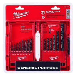 Milwaukee Thunderbolt Assorted Black Oxide Drill Bit Set 3-Flat Shank 21 pc