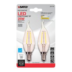 Satco . CA10 E12 (Candelabra) LED Bulb Warm White 25 Watt Equivalence 2 pk
