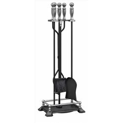Panacea Open Hearth Black Matte Steel Fireplace Tool Set