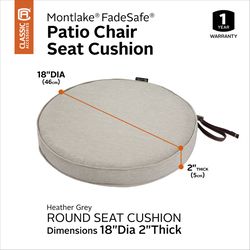 Classic Accessories Montlake Heather Gray Polyester Seat Cushion 2 in. H X 18 in. W X 18 in. L