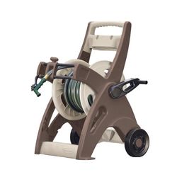 Suncast Slide Trak 175 ft. Brown Retractable Wheeled Hose Reel Cart