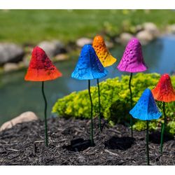 Marshall Home and Garden Assorted Metal 18 in. H X 5 in. W Large Mushroom Outdoor Garden Stake