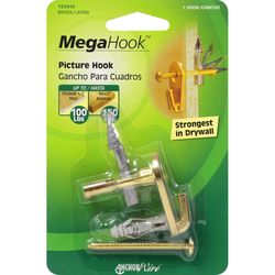 HILLMAN MegaHook Brass-Plated Gold Heavy Duty Picture Hanging Kit 100 lb 1 pk