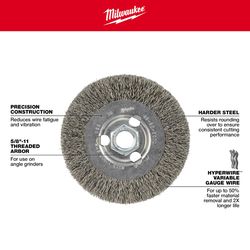 Milwaukee 4 in. Crimped Wire Wheel Brush Carbon Steel 12000 rpm 1 pc