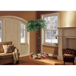 Puleo International 8 ft. Slim LED 192 ct Palm Tree Christmas Tree