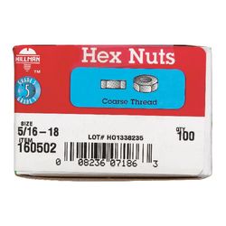 HILLMAN 5/16 in. Zinc-Plated Steel USS Hex Nut 1 pk
