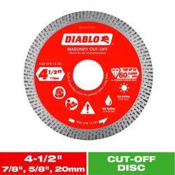 Diablo 4-1/2 in. D X 7/8 in. X .055 in. thick Diamond Masonry Cut-Off Disc 1 pk