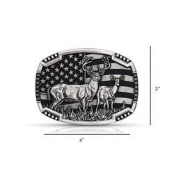 Montana Silversmiths Matched Pair Deer Black/Silver Belt Buckle