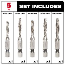 Milwaukee Shockwave Assorted Metal Drill and Tap Set Hex Shank 5 pc