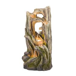 Alpine Polyresin Brown Tree Bark Tiered Fountain
