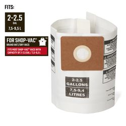 Craftsman 2 in. L X 8 in. W Wet/Dry Vac Filter Bag 2 to 2-1/2 gal 3 pc
