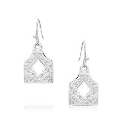 Montana Silversmiths Women's Out West Cow Tag Silver Earrings