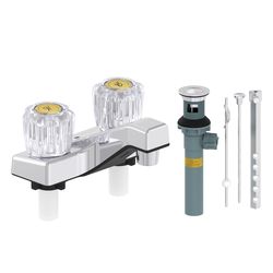 Home Plus Chrome Traditional Centerset Bathroom Sink Faucet 4 in.