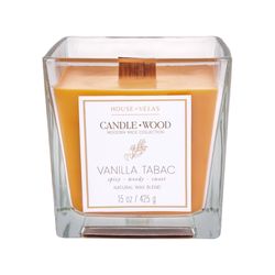 House of Velas Candlewood Light Brown Vanilla Tabac Scent Candle 15 oz