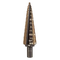 Milwaukee #4 X 2.93 in. L Cobalt Step Drill Bit 3-Flat Shank 1 pc