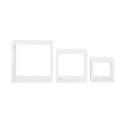 Melannco 9.45 in. H X 4.13 in. L White Wood Cube Shelves Set