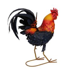 Alpine Multicolored Iron 16 in. H Rooster Outdoor Decoration