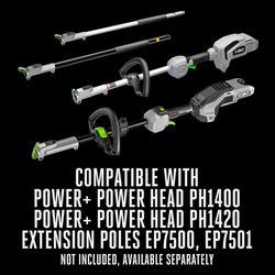 EGO Power+ Mult-Head System Pole Saw and Hedge Trimmer Attachment with Extension Pole