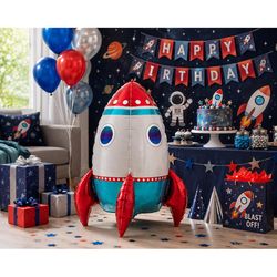 Anagram Balloons Rocket Ship Foil Balloon 1 pk