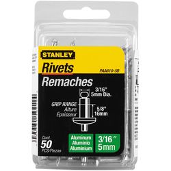 STANLEY 3/16 in. D X 5/8 in. Aluminum Blind Rivets Silver 50 ct