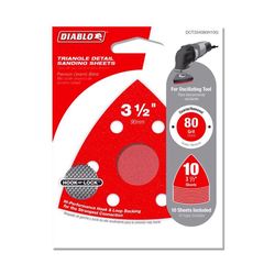 Diablo 3-1/2 in. Ceramic Blend Hook and Lock Triangle Sanding Sheets 80 Grit Coarse 10 pk
