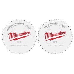 Milwaukee 10 in. D X 5/8 in. Tungsten Carbide Circular Saw Blade 40&60 teeth 2 pk