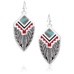Montana Silversmiths Women's Southwest Aura Feather Diamond Silver Earrings
