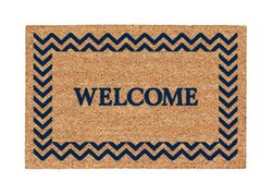 DeCoir 30 in. W X 18 in. L Tan/Blue Chevron Welcome Entrance Mat