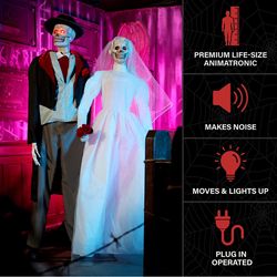 Haunted Hill Farm 6.1 ft. Undead Bride and Groom Animatronic