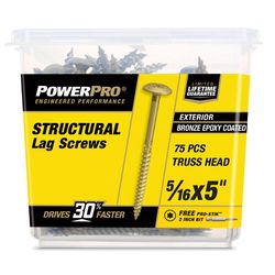 PowerPro 5/16 in. X 5 in. L Star Carbon Steel Lag Screw 75 pk