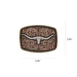 Montana Silversmiths Longhorn Multicolored Belt Buckle