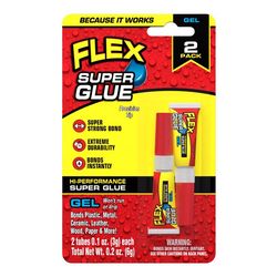 Flex Seal Family of Products Flex Super Glue Gel High Strength Clear Super Glue 2 pk