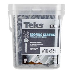 Teks Elite No. 10 X 1-1/2 in. L Hex Drive Hex Washer Head Self Tapping Roofing Screws