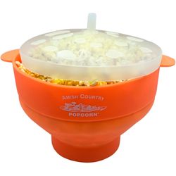 Amish Country Popcorn Orange 4 cups Air Microwave Popcorn Popper