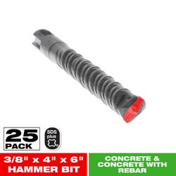 Diablo 3/8 in. X 6 in. L Carbide Tipped 2-Cutter Hammer Drill Bit SDS-Plus Shank 25 pk
