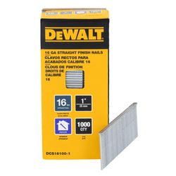 DeWalt 1 in. L X 16 Ga. Straight Strip Coated Finish Nails 1000 pk