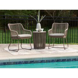 Signature Design by Ashley Monarch Heights 3 pc Brown Aluminum Contemporary Patio Set