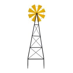 Glitzhome Yellow Metal 44 in. H X 12.25 in. L X 2 in. W Wind Spinner Yard Stake