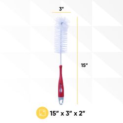 Superio Brand 1 in. W Hard Bristle Rubber Handle Bottle Brush