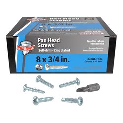 Grip-Rite Pro-Twist No. 8 Sizes X 3/4 in. L Phillips Pan Head Sheet Metal Screws 1 lb