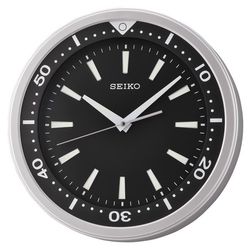 Seiko 14 in. L X 14 in. W Indoor Modern Analog Wall Clock Glass/Plastic Black/Silver